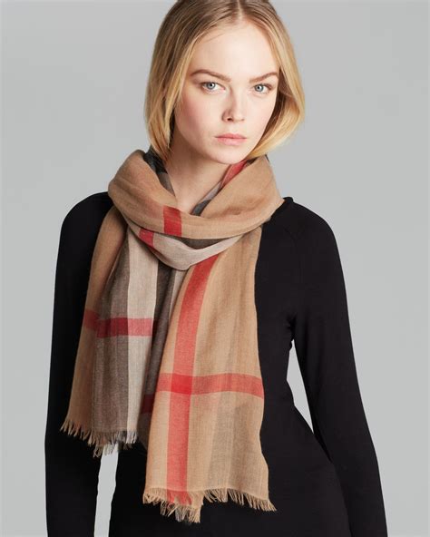 burberry camel check silk and cashmere scarf